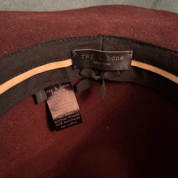 rag & bone Burgundy Fedora Hat with Black Band display picture 2